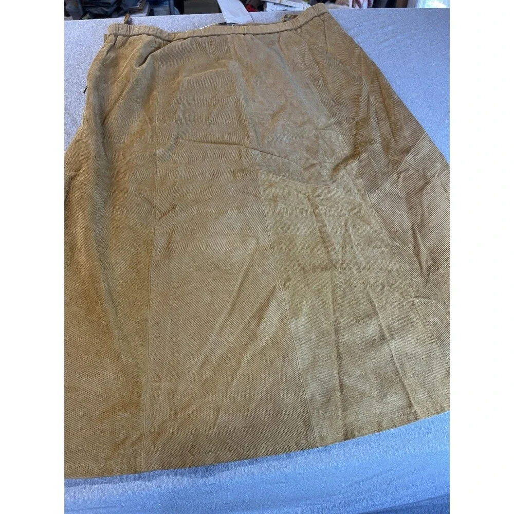 Terry Lewis Leather Skirt Women’s Plus 24 Corduroy Look Gold Boot Cut NWT Fall